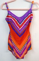 Vintage SANDCASTLES WM Size 12 Barbie Style Chevron One Piece Swimsuit O... - £25.98 GBP