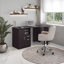 Classic Office Desk with Storage, Espresso - £194.93 GBP