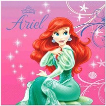 Little Mermaid Sparkle Ariel Lunch Napkins 16 Count Birthday Party Supplies New - £3.97 GBP