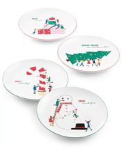 THE CELLAR Holiday Sentiments Salad / Dessert Plates Christmas Set of 4 New - £19.92 GBP