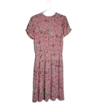 Sunshine Starshine Vintage Midi Pleated Tea Dress ~ Sz 10 ~ Pink Floral - £38.82 GBP