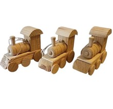 3 Unfinished Wood Train Engine Christmas Ornaments for Painting or Crafts - £11.80 GBP