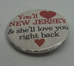 You&#39;ll Heart New Jersey She&#39;ll Love You Right Back 2.25&quot; VTG Pinback Pin Button - £2.31 GBP