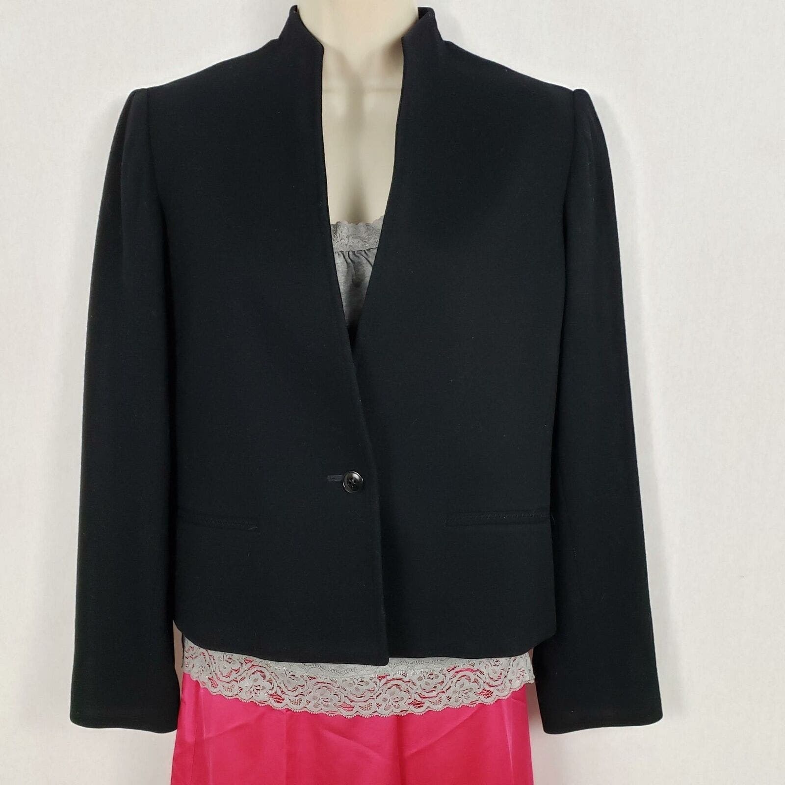 Primary image for Vtg Suits Galore Jim Baldwin Wool Blazer Women's Size 6 Black One Single Button