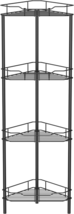 4 Tier Floor Standing Corner Shower Caddy Organizer Shelf with Hooks, Ba... - $846.55 MXN