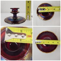 2 Fenton Amberina Stretch Glass GLOWING Taper Candlestick Holders Set Ca... - $79.20
