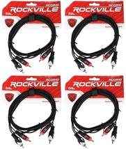 4 Rockville RCDR10B 10&#39; Dual Mono RCA to RCA Patch Cable 100% Copper - £36.76 GBP