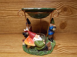 Yankee Candle Holder Gnome Spring Mushroom Garden Ceramic Wax Warmer Burner - £74.69 GBP