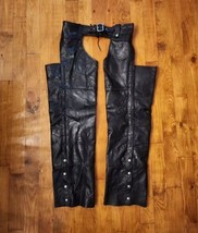 Leather Motorcycle Riding Chaps By M Collection Size Large - $37.36