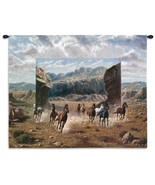 34x26 RUNNING HORSES Stallion Herd Canyon Western Tapestry Wall Hanging  - £64.21 GBP