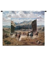 34x26 RUNNING HORSES Stallion Herd Canyon Western Tapestry Wall Hanging  - €69,68 EUR