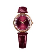 FACET BRILLIANT Cut Rose GP Swiss Quartz Watch 15mm Band -Burgundy Dial - $8,723.48 MXN