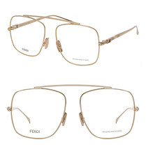 FENDI Authentic BAGUETTE 0445 Pale Gold Retro Eyeglasses Optical 57mm FF... - £174.09 GBP