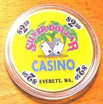 (1) $2.50 Silver Dollar Casino Chip - 2005 - Everett, Washington - $10.54 CAD
