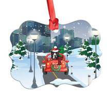 Funny Pitbull Terrier Dog Riding Truck On Winter City Ornament Christmas Gift - £13.45 GBP