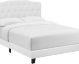 White Queen Platform Bed With Amelia Tufted Upholstery From Modway. - £133.26 GBP