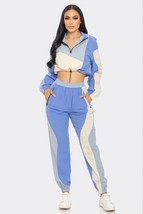 Women&#39;s Blue Combo Colorblock Cargo Jogger Set (L) - £59.21 GBP