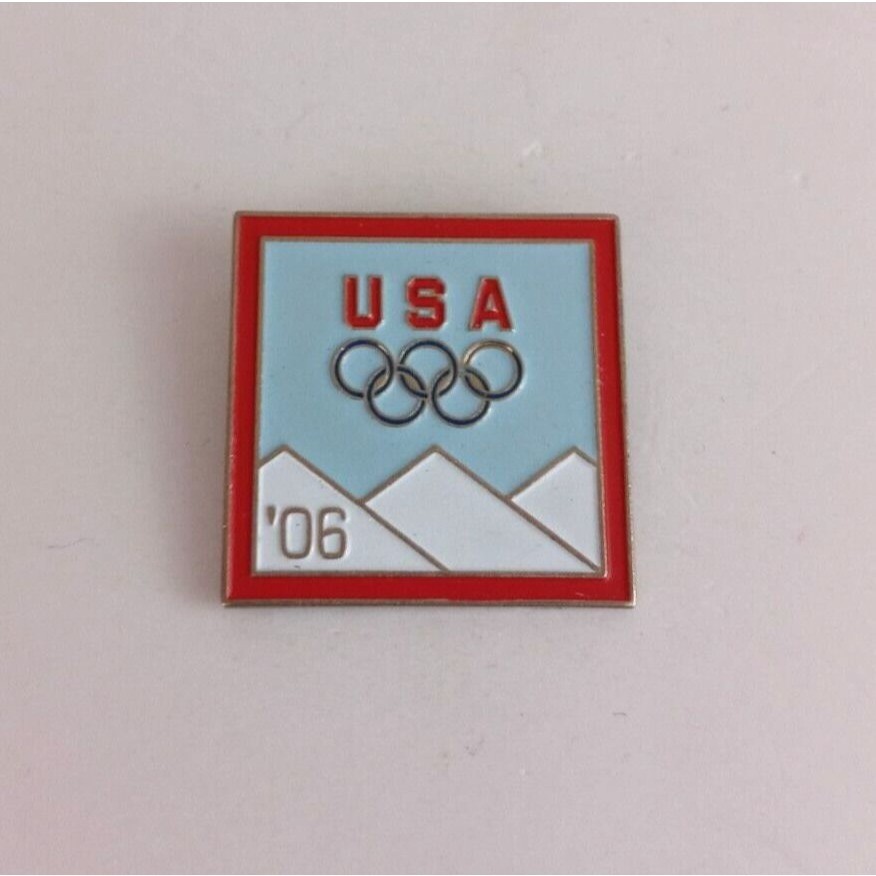 Vintage &#39;06 USA Olympics With Ski Mountains Lapel Hat Pin - $8.42