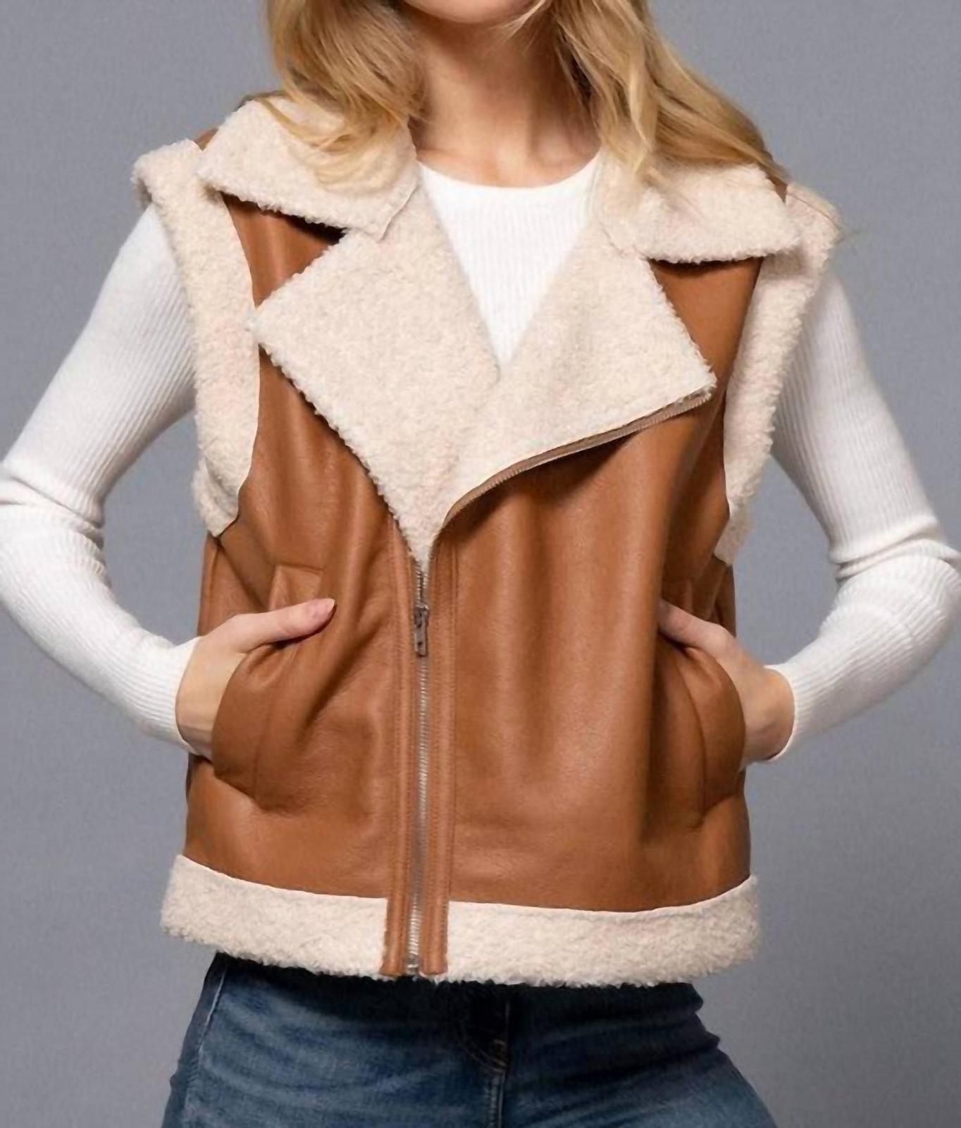 Active Usa Faux Leather Inner Fur Vest Size L - $37.62