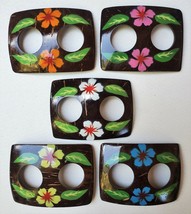 Coconut Shell Flower Buckle rectangle with two holes Hawaii - £5.74 GBP+