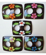 Coconut Shell Flower Buckle rectangle with two holes Hawaii - £5.64 GBP+