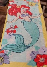 The Little Mermaid Beach Bath Towel Ariel Disney Sebastian Flounder 27x54 Cotton - £16.03 GBP