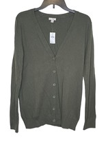 Gap Women&#39;s Cardigan Sweater Cotton Button Up Relaxed Fit Cozy Green Med... - $29.69