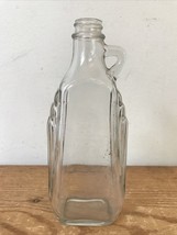 Vtg Art Deco Mid Century Clear Glass Syrup Bottle Small Narrow Flower Va... - £19.92 GBP