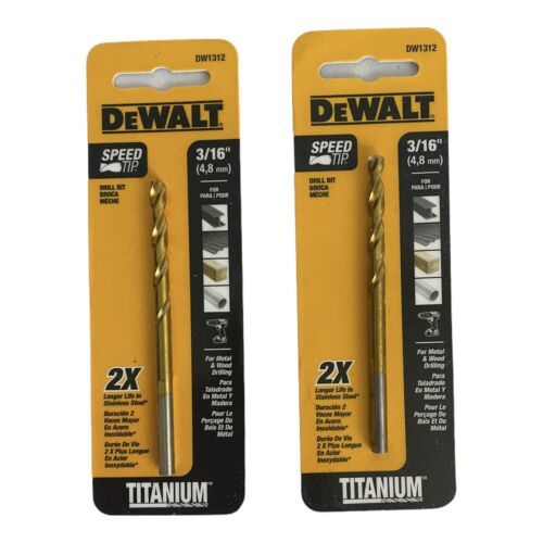 Dewalt DW1312 3/16" Titanium Coated Split Point Drill Bit 2 Packs - £7.70 GBP