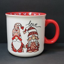 Novogratz Gnome Love White Red Pink 18 oz. Stoneware Coffee Mug Cup - $16.17