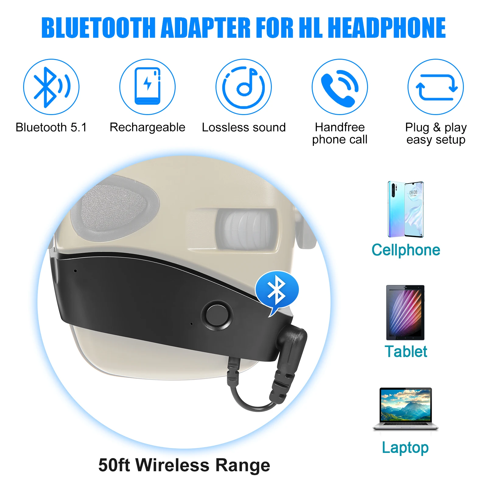 5.1 Bluetooth Adapter Design for Honeywell Howard Leight for  Earmuffs Convert W - £47.69 GBP