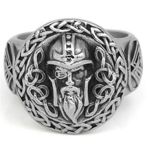 Viking Odin Ring Silver Stainless Steel Norse Knot Valknut Warrior Band - £14.93 GBP