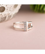 Fine Silver Zirconia Minimal Finger Ring - £43.99 GBP