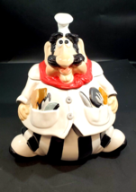 Italian Chef Baker Cookie Jar with Lid Porcelain Plump Mustache 12&quot; Tall - $44.54