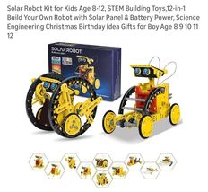 Solar Robot Kit for Age 8-12, STEM Building Toys,12-in-1 Build Your Own ... - $39.48