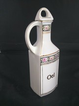 Antique German Porcelain Oil Decanter Bottle Stopper Roses White Gold Trim c1900 - £40.27 GBP