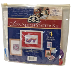 DMC Creative World Cross-Stitch Starter Kit Beginner New 4 Bonus Designs - £9.85 GBP