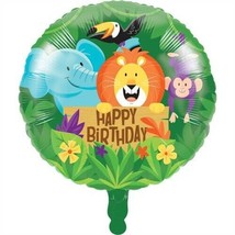 Jungle Safari Happy Birthday Foil Balloon 18&quot; Jungle Birthday Party Decorations - £8.64 GBP