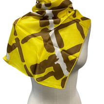 Sally Gee Vintage Silk Scarf Yellow Brown Giraffe Inspired Pattern 22&quot; J... - £12.55 GBP