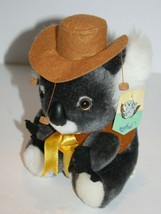 Softie Australia Outback Plush Koala Bear 8&quot; Bush Fly Cork Hat Vest Yellow Bow - £26.84 GBP