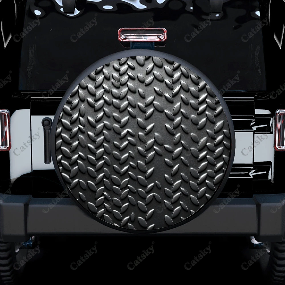 Steel Plate Metal Stanless Pattern Polyester Universal Spare Wheel Tire Cover - £22.82 GBP