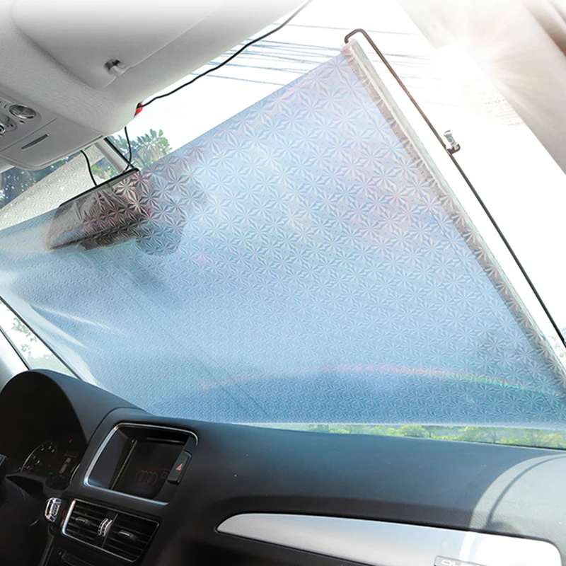 Universal Car Retractable Sunshade Cover Folding Sun Visor Sheet UV-protective - £10.96 GBP+