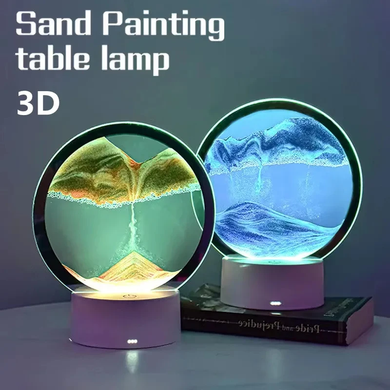 Cksand night light with 7 colors usb sandscape table lamp 3 d natural landscape bedside thumb200