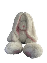 Hug Fun 20 Plush Bunny Rabbit Pale Pink Floppy Ears Pink Bow Stuffed Toy Soft L - £14.67 GBP