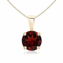 ANGARA 7MM Natural Round Garnet Solitaire Pendant Necklace in 14K Yellow Gold - £277.90 GBP