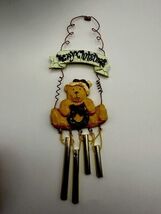 Vintage Christmas Bear Wind Chime Resin Merry Christmas Sign Hanging Hol... - $8.72