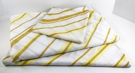 TWIN SHEET SET Vintage CANNON Monticello Yellow Gold White Stripes No Iron - £6.21 GBP