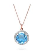 Galaxy Gold GG 14k 24" Rose Gold Victorian Style Genuine Diamonds &amp; Blue... - €764,75 EUR