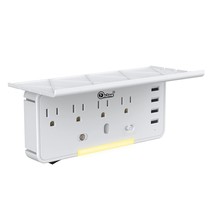 Socket Outlet Shelf - Surge Protector Wall Outlet- 4Ac &amp; 4 Usb Ports Charging Sh - £27.17 GBP