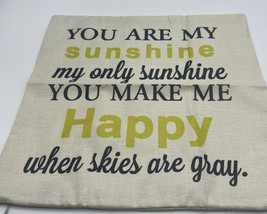 Decorative Throw Pillow Case Cover, 17x17 Inches, You are My Sunshine. - £10.27 GBP